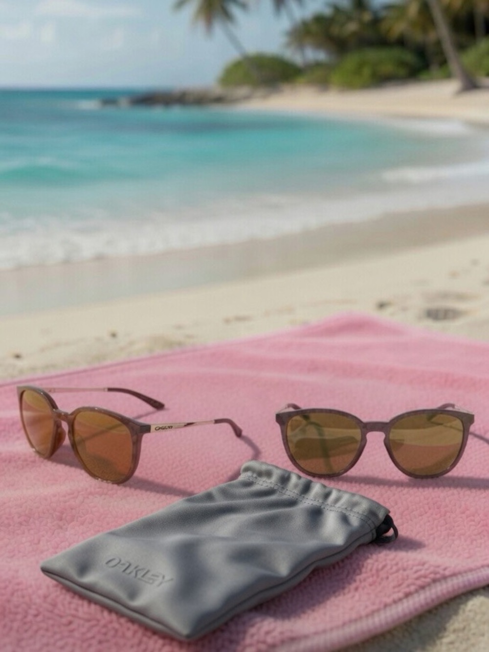Oakley Translucent Pink Frame Sunglasses with Amber Lenses Duo